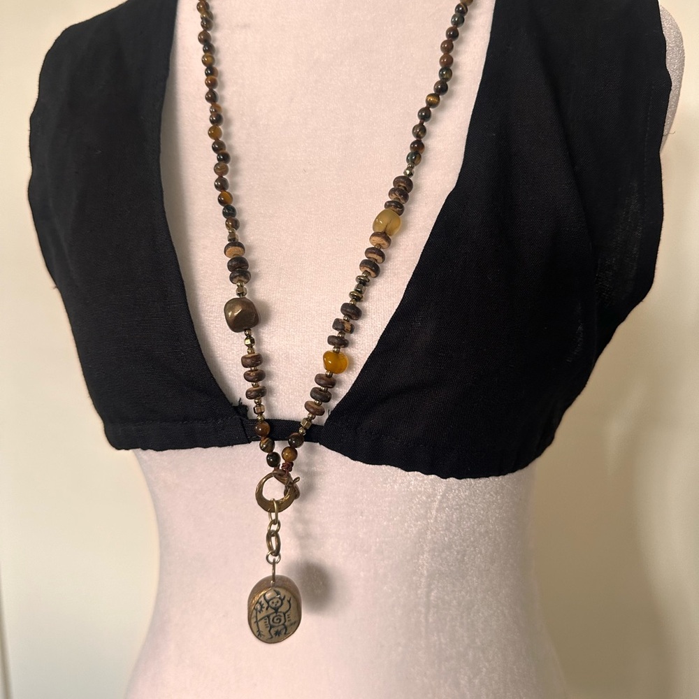 Tribal Beaded Necklace with Pendant